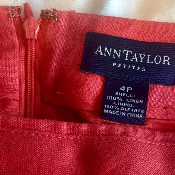 Petite- Ann Taylor Red Linen ALine Mini Skirt, 4 - Picture 5 of 5